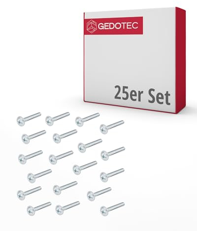 Gedotec Möbelschrauben M4 Stahl verzinkt - H10644 | 25 Stück - Griffschrauben für Möbelgriffe | Möbelverbinder - M4 x 60 mm | Gewindeschrauben - Möbelgriffschrauben - Verbindungsschrauben - Schränke