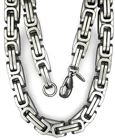 Fly Style Byzantiner Königskette Edelstahl - Halskette Herren silber poliert - 9mm breit, 80cm lang