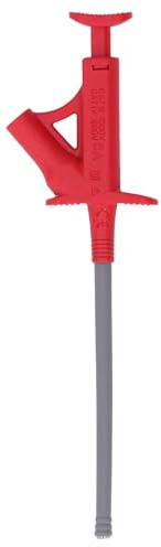 Test Hook Clip Mini Grabber Jumper Wires Lead Multimeter Auto Current Flexible Test Lead Hook Clip J.30042 + 4mm Banana Jack(red)