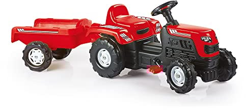Dolu Ranchero Kinder-Rutschtraktor mit Anhänger, Pedaltraktor mit Anhänger für Kleinkinder ab 3 Jahren, Ideales Spielzeug für drinnen und draußen - Rot