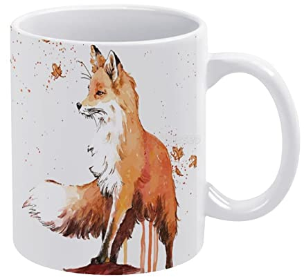 Mugs Belle tasse blanche céramique tasse de thé tasse de café amis animaux anniversaire animaux nature renards renards art forêt animaux Tasse à café