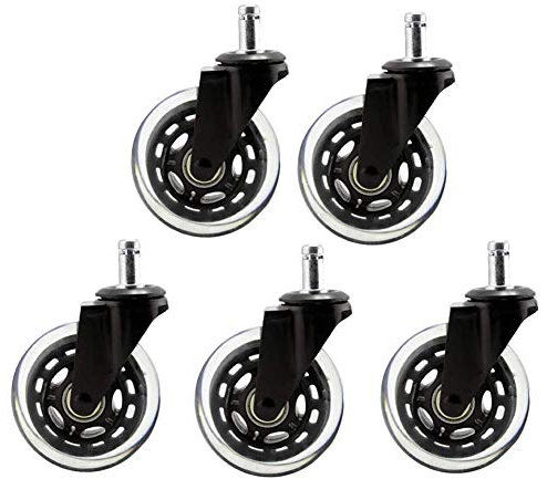 DREANNI 5 Office Chairers Transparent Pu Stem M11 / M10 3 Zoll 250 Kg Universelle Schwenk -Ersatzräder Möbelgeräte Schützen Für Hartholzboden Teppichfliesen -75 Mm/M11X22Mm