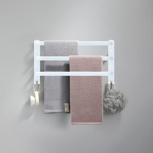 Porte-Serviettes Mural HONPHIER Porte Serviette Salle de Bain étagère Serviette avec Crochets Porte-Serviettes Aluminium étagère Serviette pour Cuisine, Salle de Bains, Hôtel (Blanc, 40CM)