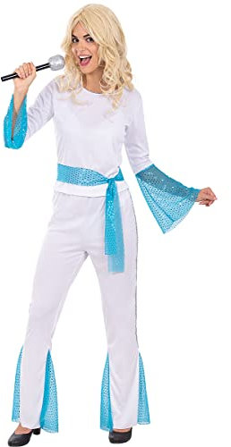 Funidelia | Abba Kostüm für Damen Disco Musik, Musikgruppen, Sänger- Kostüm für Erwachsene & Verkleidung für Partys, Karneval & Halloween - Größe M - Weiß