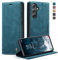 KZB Handyhülle für Samsung Galaxy S23 FE Hülle Premium Lederhülle Klappbar Flip Case Tasche Magnet Kartenfach Standfunktion Klapphülle Schutzhülle für Samsung Galaxy S23 FE - Blaugrün