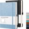 RETTACY A5 Dotted Notebook 2 Pack - Bullet Dot Grid Journal with 320 Numbered Pages Hardcover 120gsm Thick Paper, 8 Perforated Sheets, Pen Holder, Inner Pocket 14.5 x 21cm - Black LBlue