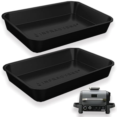 Drip Pan for Ninja Woodfire Outdoor Grill OG701 OG751 Set of Two Reusable Liner Silicone Trays, Non-Disposable and Heat Resistant for Wood Fire Smoker Air Fryer 7-in-1 by INFRAOVENS