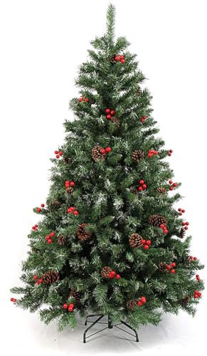 Generico Albero di Natale Artificiale, Albero di Natale Nordico con pigne e Supporto in Metallo per la casa, la Festa e L'Ufficio(180cm(5.9ft), Green)