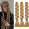 Dcbaboo Braids Extensions Kunsthaar Haare zum Einflechten 3 pack 24 Ombre Jumbo Braiding Hair Kanekalon Haarverlängerungen Zöpfe Afro Crochet Box Braids Haare für Braids 300g, Dunkelblond