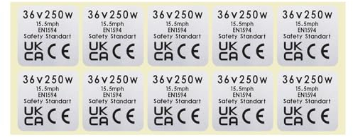 ECSiNG 10pcs Mid Drive Motor Sticker 36V 250W Motor Waterproof Sticker Decal 30x30mm Motor CE Label Tags Compatible with BAFANG BBS02B BBS01