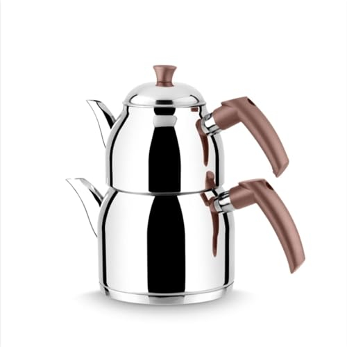 Turkish Teapot Set | Stainless Steel Double Tea Pots for Stove Top