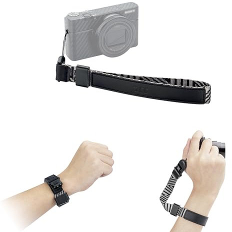 JJC Camera Wrist Strap with Quick Release, Hand Strap Lanyard for Sony DSC-RX100 VII VI RX100M7 RX10 III II HX99 WX500 WX350 for Ricoh GR IIIx III II Point and Shot Cameras, Silver Grey