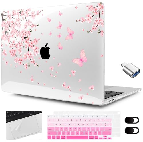 MEEgoodo MacBook Air 13,3 Zoll Laptop-Hülle mit Tastatur, Webcam und Trackpad und Typ-C-Adapter für MacBook Air M1, A2179 A1932, Computergehäuse