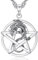 INFUSEU Wikinger Halskette für Männer, 925 Sterling Silber Lebensbaum Yggdrasil Anhänger Wolf Schmuck Valknut Jormungandr Odin Raven Allah Geschenk für Männer (02-Pentagramm Drache)