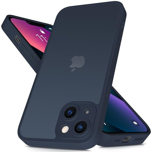 Mootobo for iPhone 13 Case 6.1-Inch, Matte Shockproof Bumper Phone Cover, Military-Grade Protection Ultra Slim 360°Full Body Frosted Translucent Back Phone case for iPhone 13(Deep Blue)