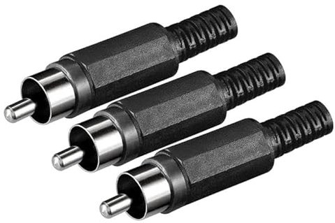 GOOBAY Lot de 3 Fiches Audio RCA Mâle à Souder avec Protection de Câble Noir