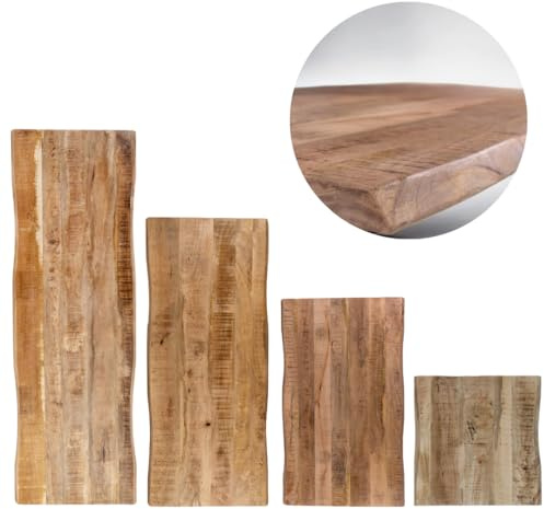 trelevo Holzplatte 140x60 cm Mangoholz massiv Baumkante Waschtisch