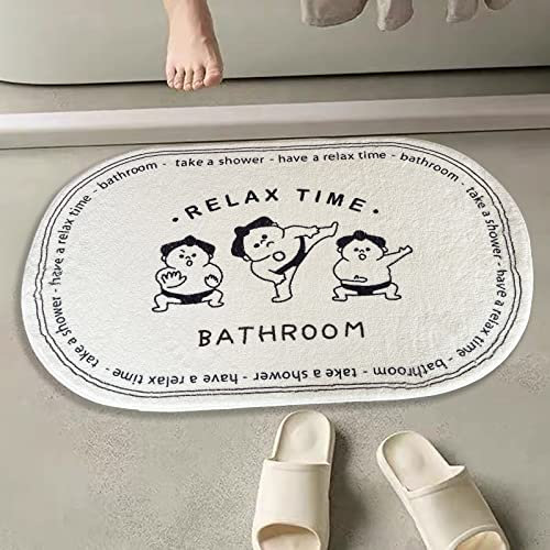 Tapis de Salle de Bain Doux et Confortable pour Salle de Bain, Plus Facile à sécher, Tapis Amusant pour Baignoire, Blanc 2 50,8 x 81,3 cm