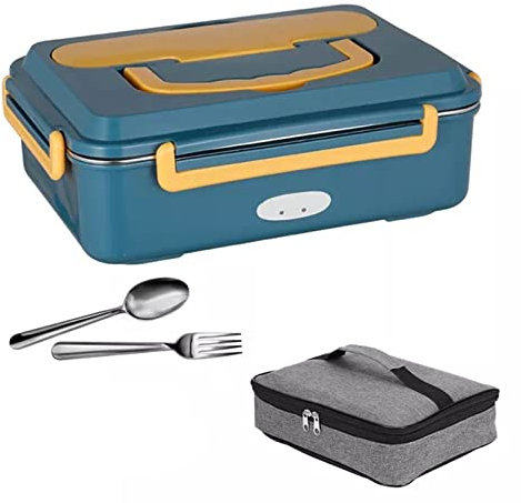 GBNYTT Lonchera eléctrica de alta potencia, calentador de alimentos portátil, contenedor de gran capacidad (azul retro)