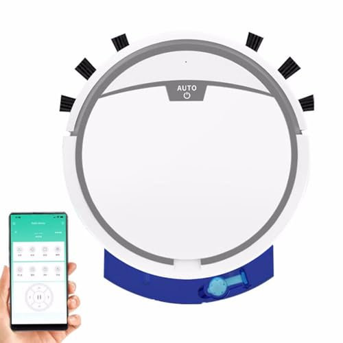 Robot Vacuum Cleaner With Mop, 3-In-1 Robotic Vacuums Cleaner Smart App Control Super Slim Robot Sweeper With Powerful 2800pa Vacuum Power Sweeper For Pet Hair Carpets And Hard Floors,White-1 PACK