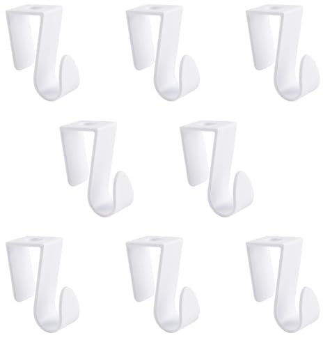 UFURMATE Over Cabinet Door Hooks, 8Pcs Plastic Over Door Single Hooks Multi-Purpose Over The Cupboard Drawer Hooks Space-Saving Hanger Extender Clips Hooks for Kitchen Bathroom Bedroom (White)