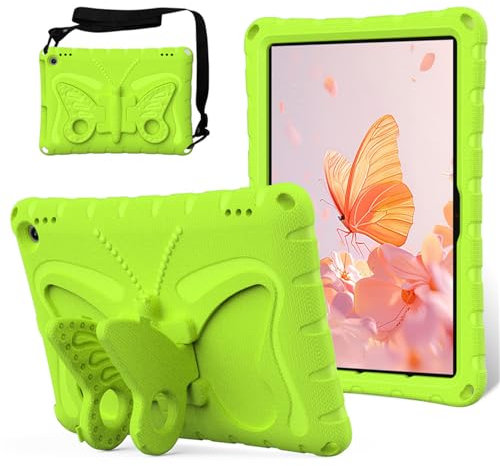 HYUKcase for All-New Amazon Kindle Fire HD 10 & 10 Plus Tablet Case (13th/11th Gen, 2023/2021 Release) 10.1,Butterfly Case with Kickstand/Shoulder Strap,Light EVA Protective Rugged (Glass Green)