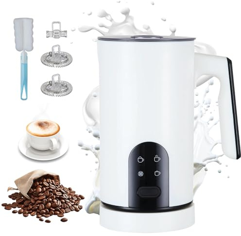 4-In-1 Elektrischer Milchaufschäumer: Automatischer Milchaufschäumer Für Heiße Kalte Milch Automatische Abschaltung Edelstahl-Design Geräuscharmes Arbeiten Für Cappuccino Heiße Schokolade (Weiß)