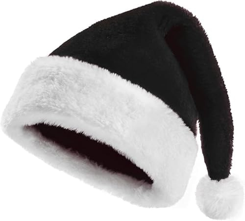 Weihnachtsmütze, Nikolausmütze Erwachsene, Unisex Weihnachtsmann, Grün weihnachtsmütze Blau/Rote Santa Mütze Bequemes Dicker mit dicker fellrand, Schwarz Santa Clause Mütze für Weihnachtsfeier