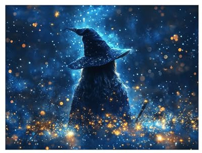 AMXBZC Halloween-Posterdrucke Abstrakte Hexenbilder Dark Academia-Wanddekoration, Halloween-Bilder, Waldlandschaft, Kunst, Gothic-Dekor(blau)-30x40cm Ungerahmt