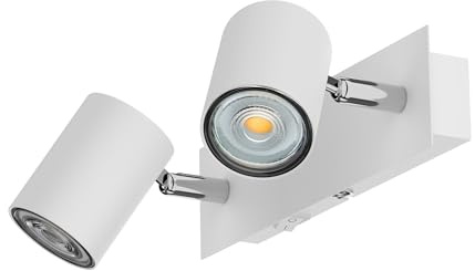 ledscom.de Wandspot WAIKA, zweiflammig, mit Schalter, weiß matt, inkl. GU10 LED (weiß, je 8,2W, 1179lm, 33°)