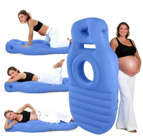 Almohada de embarazo – Almohada inflable portátil, para dormir de estómago, flotador de maternidad de cuerpo completo con agujero para el vientre, alivia el dolor de espalda y SPD, utilizada en