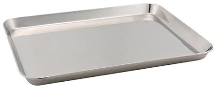 mille idee Vassoio da Vetrina in Acciaio Inox 34 x 26 cm – Vassoio Rettangolare Professionale per Bar, Pasticcerie, Cucine, Ristoranti – Acciaio Inossidabile Alimentare, Facile da Pulire
