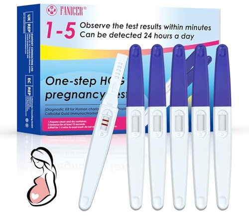 5 Stück Schwangerschaftstest Kombipack, Pregnancy Test, Schwangerschaft Wochenbestimmung, 3-5 Minuten Schnellerkennung Streifen Schnelles Test, Schwangerschaftstest Frühtest (Blau)