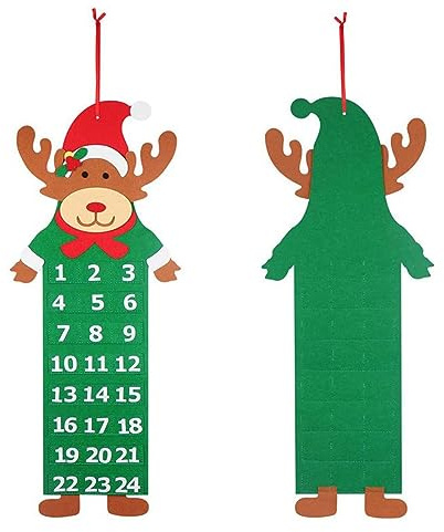 Fictory Filz Adventskalender mit 24 Taschen, Weihnachtsmann Schneemann Rentier Weihnachten Countdown Kalender, Vliesstoff Urlaub Wandbehang für Wohnkultur