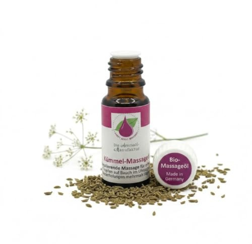 Die Aromaölmanufaktur Kümmelmassageöl Baby 10 ml - Bio & Made in Germany | Natürliches Bauchmassageöl für Babys, lindert sanft Blähungen & Drei-Monats-Koliken, beruhigend in den ersten Lebensmonaten