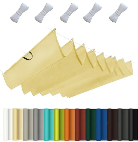 Toldo retráctil de 5 x 6 m, protección solar, protección contra el viento, 95% protección UV, con ojales y cordón, jardín, piscina, camping, arena
