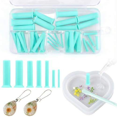Epoxidharz Formen Silikon Set für DIY Basteln, 7 Größen 2, 3, 4, 5, 6, 7, 8 mm Transparente Resin Gießformen Anhänger Halskette Ohrringe und Schlüsselanhänger für Schmuckherstellung Haus Dekoration
