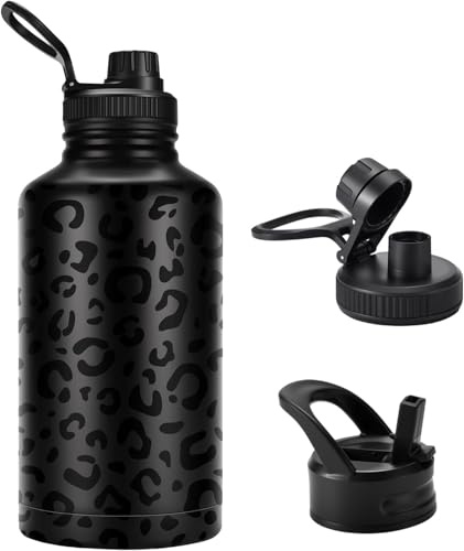 FOLA 2 Litre Water Bottle Stainless Steel Water Bottle,Dishwasher Safe Water Bottle,Gym Bottles for Men Metal Drinking Flask,for Outdoor, Hiking, Riding, and Gift Giving (Leopard)