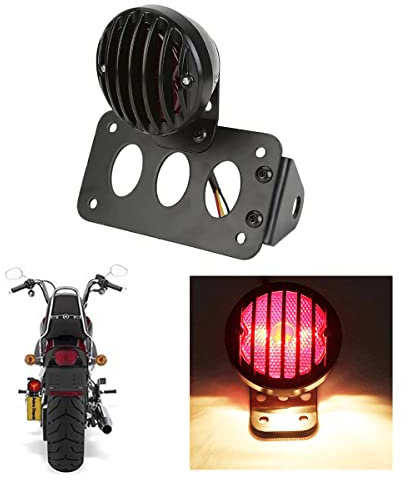TUINCYN Luz Trasera roja de la Motocicleta con Motocicleta Negra de Servicio Pesado 12V Interruptor de Freno de Marcha Indicadores de Luces Intermitentes Luces con Soporte de matrícula