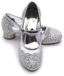 ELSA & ANNA Prinzessin Schuhe Mädchen – Prinzessin Schuhe mit 3 cm hohem Absatz – Glitzer Schuhe Mädchen – Schuhe für Elsa Kleid für Partys, Fasching, Karneval – (SIL12-SH)