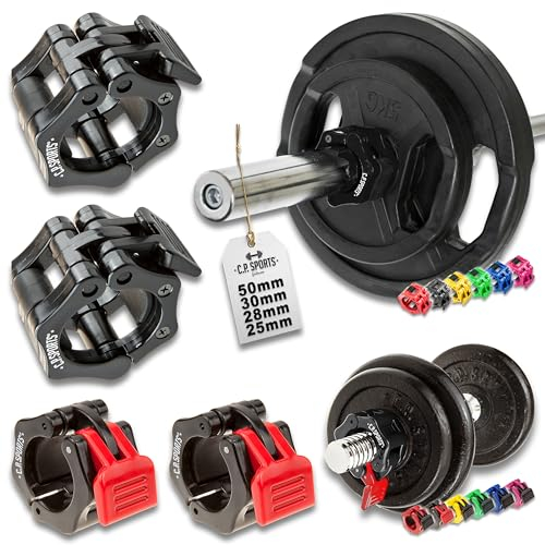 C.P. Sports Schnellverschluss für Hanteln 50 mm I praktischer Hantelverschluss mit Einhandmontage für sicheres Training & schnellen Scheibenwechsel I robuste Kunststoff-Hantelklemme, schwarz