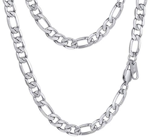 PROSTEEL Klassische Figarokette 6mm breit Herren Halskette Edelstahl 3+1 Gliederkette 46cm/18 Glieder Link Kette Hip Hop Punk Rock Schmuck für Männer Jungen