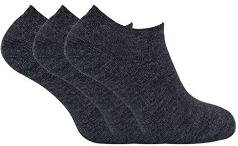 3 Pairs Mens Thick Winter Warm Cushioned Low Cut Ankle Thermal Trainer Socks (6-11 uk, TTS Charcoal)