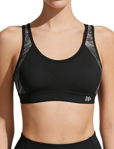 Yvette Sport BH Damen Starker Halt,gekreuztes Rücken,09A08PTB/Schwarz,90B