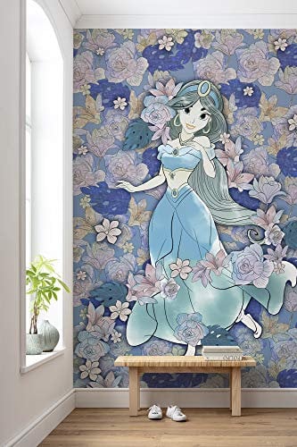 Komar Disney Jasmin Colored Flowers | Dimensions : 200 x 280 cm (largeur x hauteur), largeur de la bande 50 cm | Papier peint, décoration murale, chambre d'enfant, chambre à coucher | DX4-079 Papier