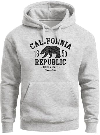 Neverless® Hoodie Herren California Republic Kalifornien Grizzly Bär Bear Aufdruck Print Kapuzen-Pullover Männer
