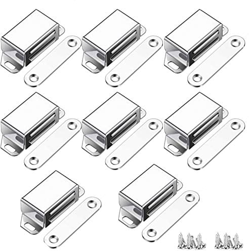 Magnetschnäpper, 8 Stück, 10 kg Zugkraft, starker Schrankmagnete Edelstahl robuste Schranktür-Magnete Magnetschloss mit Schrauben für Badezimmer, Küche, Schrank, Schrank, Türschließer
