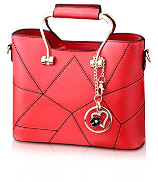 NICOLE & DORIS Schultertasche Damen Mode PU Leder Schick Shopper Handtasche Umhängetasche Tote Handtaschen mit Quasten rot