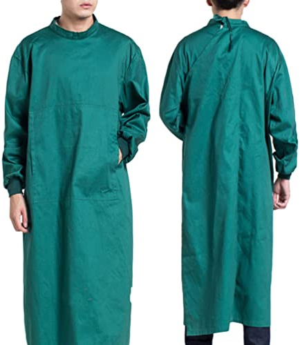 Milisten Medical Isolation Gowns Protective Coverall Safety Apron Clothing Overall Labour Suit for Hospital Industries Doctor Nurse Size XL Dark Green