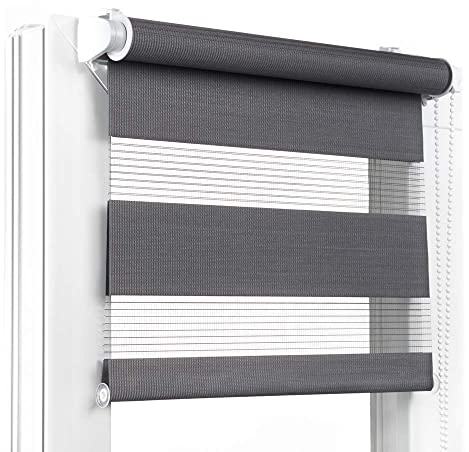 Fenster DEKOR - Rollos für Fenster Dunkelgrau - Klemmfix Rollo ohne Bohren 150 x 40 cm - Doppelrollo mit einer breiten Auswahl an Größen und Farben - Blickdichte Rollos, einfach zu montieren
